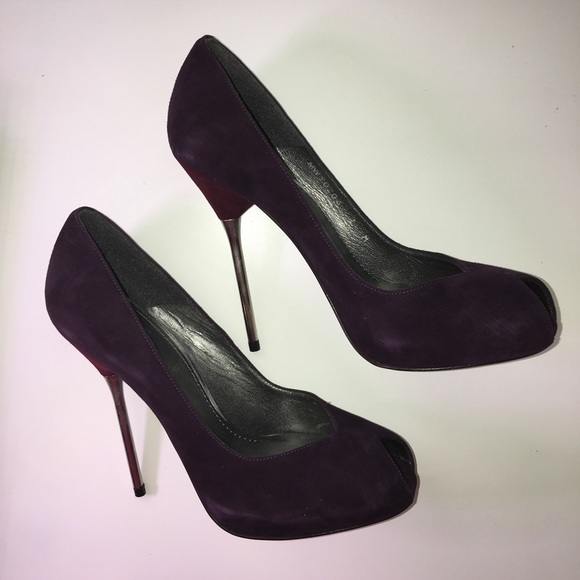 Purple Peep-Toe Heels